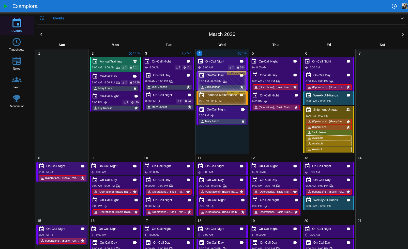 Calendar View Screenshot